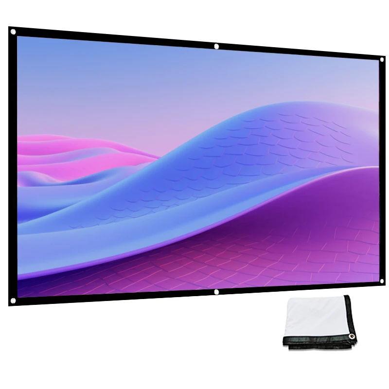 Schermo di proiezione portatile da 84 pollici. Schermo di proiezione traforato con bordo bianco nero. Pieghevole. Stirabili.