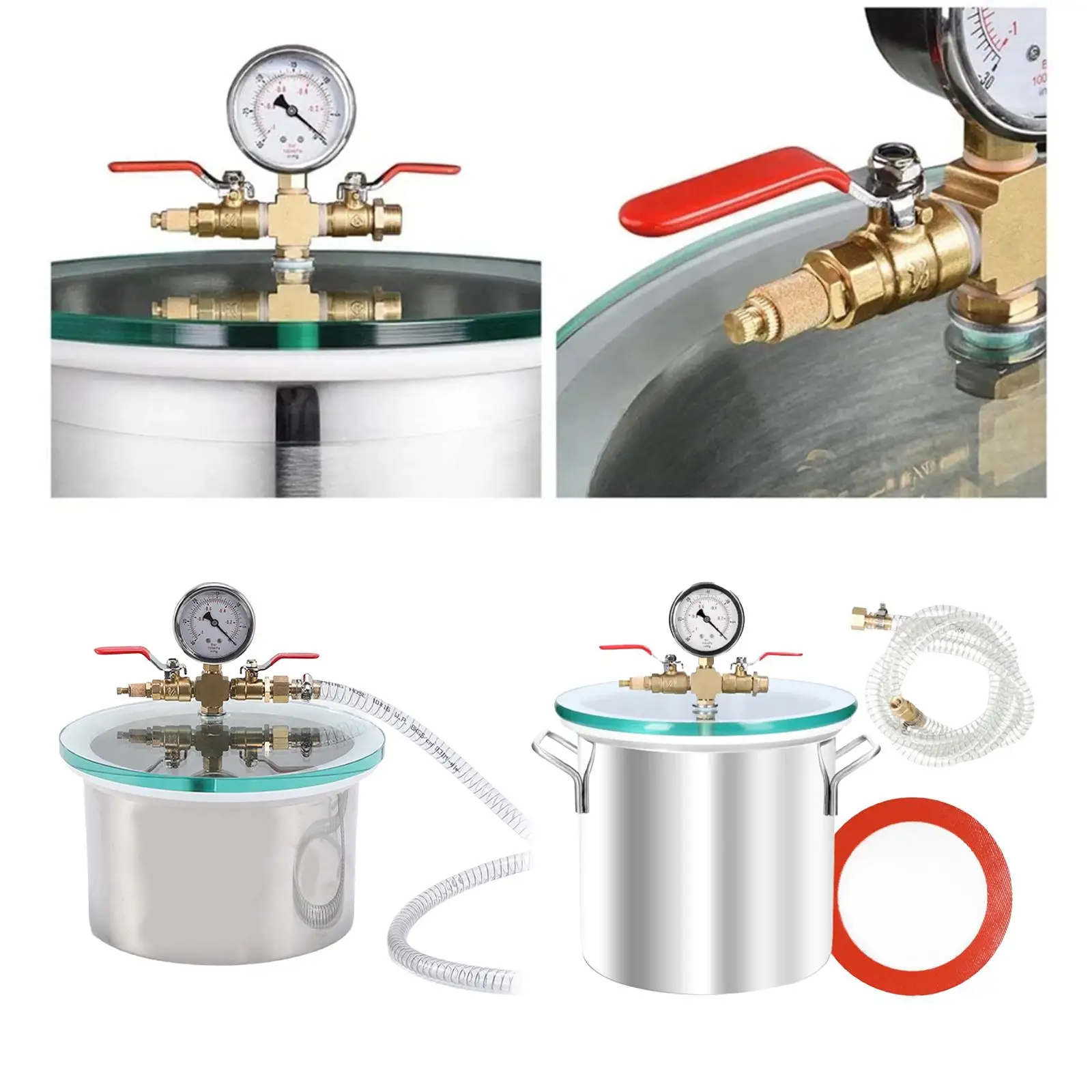 Vacuum Chamber Stainless Steel Chamber, Degassing Resin Silicone Epoxies, Clear Lid, Good Sealing Vacuum Degassing Chamber