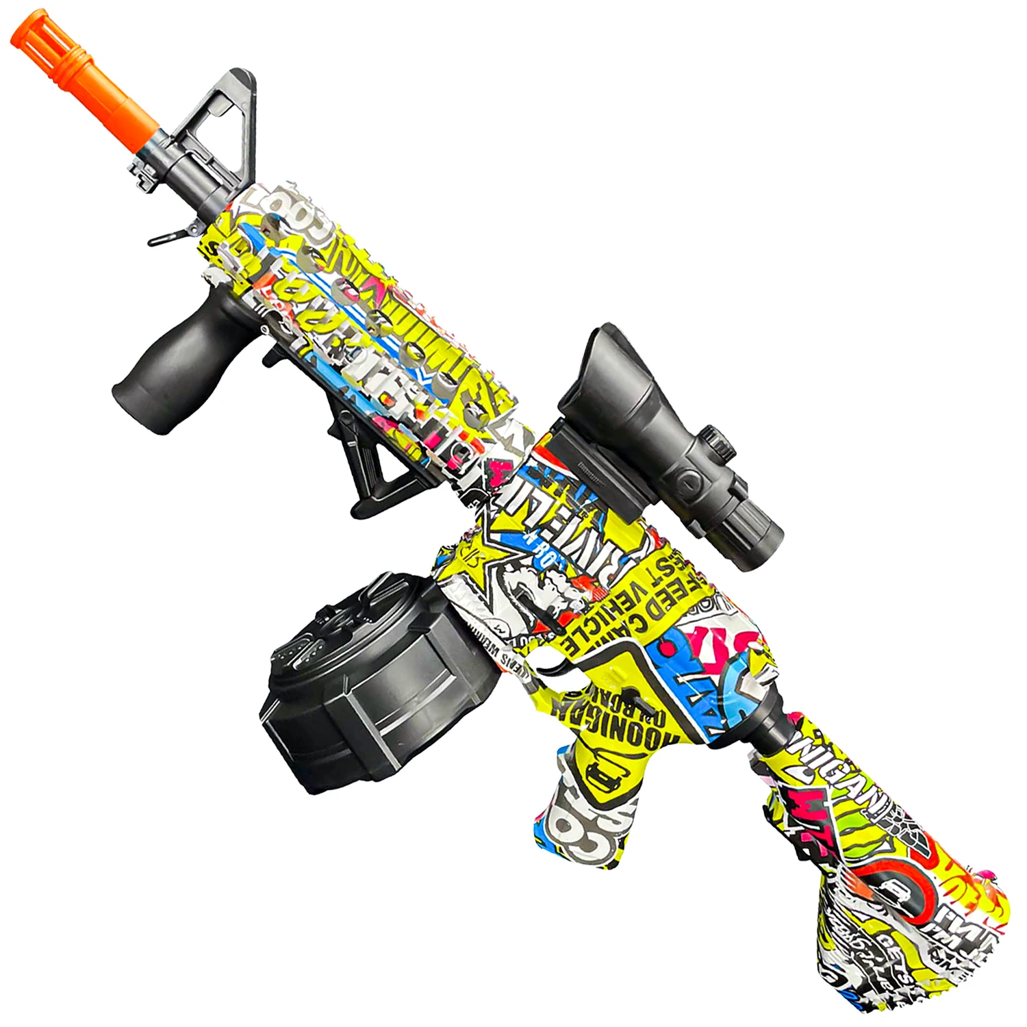 M416 gel ball toy gun with drum, manual and automatic modes, suitable for outdoor games and Christmas gifts bullets not include