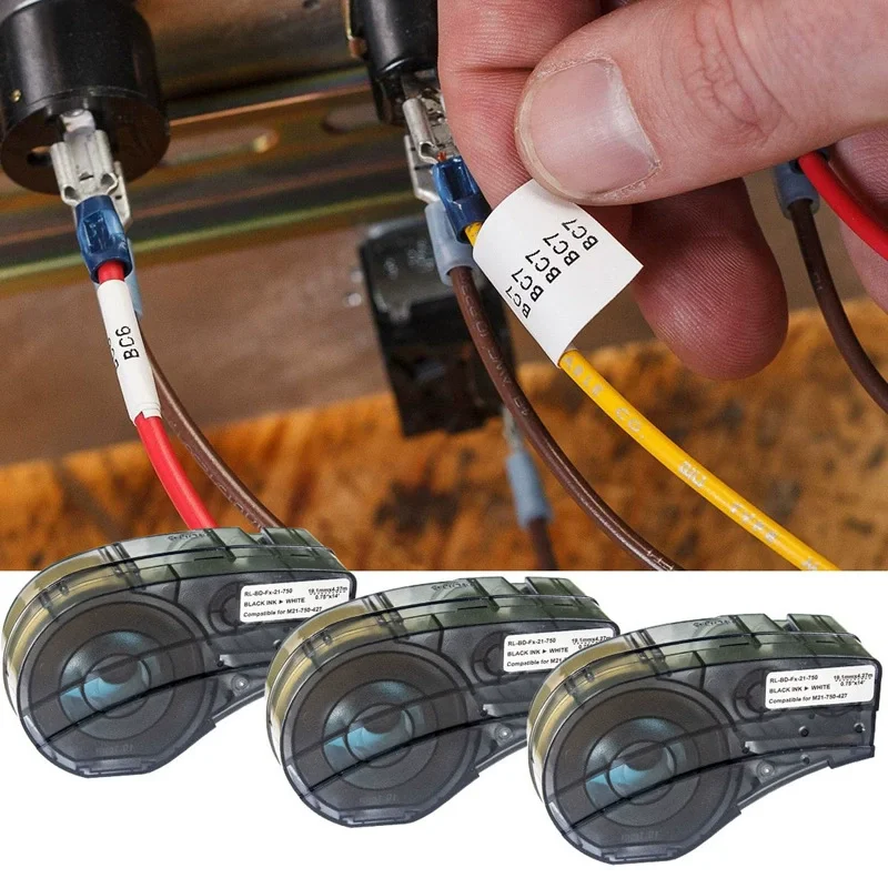 1 Stück mit Chip Nylon-Etikett 6,35mm-19mm Weiß M21-750-427 Etikettendrucker-Band für Brady M210, M211, M210-LAB Etikettierdrucker – Detail 5