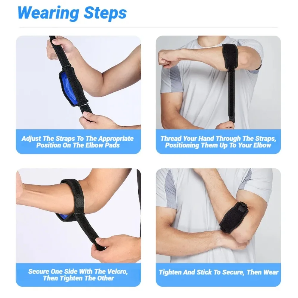Elbow Brace for Tennis Golfer Badminton Sports Protection Adjustable Arm Band Compression Pad Tendonitis Pain Relief Men Women view 3