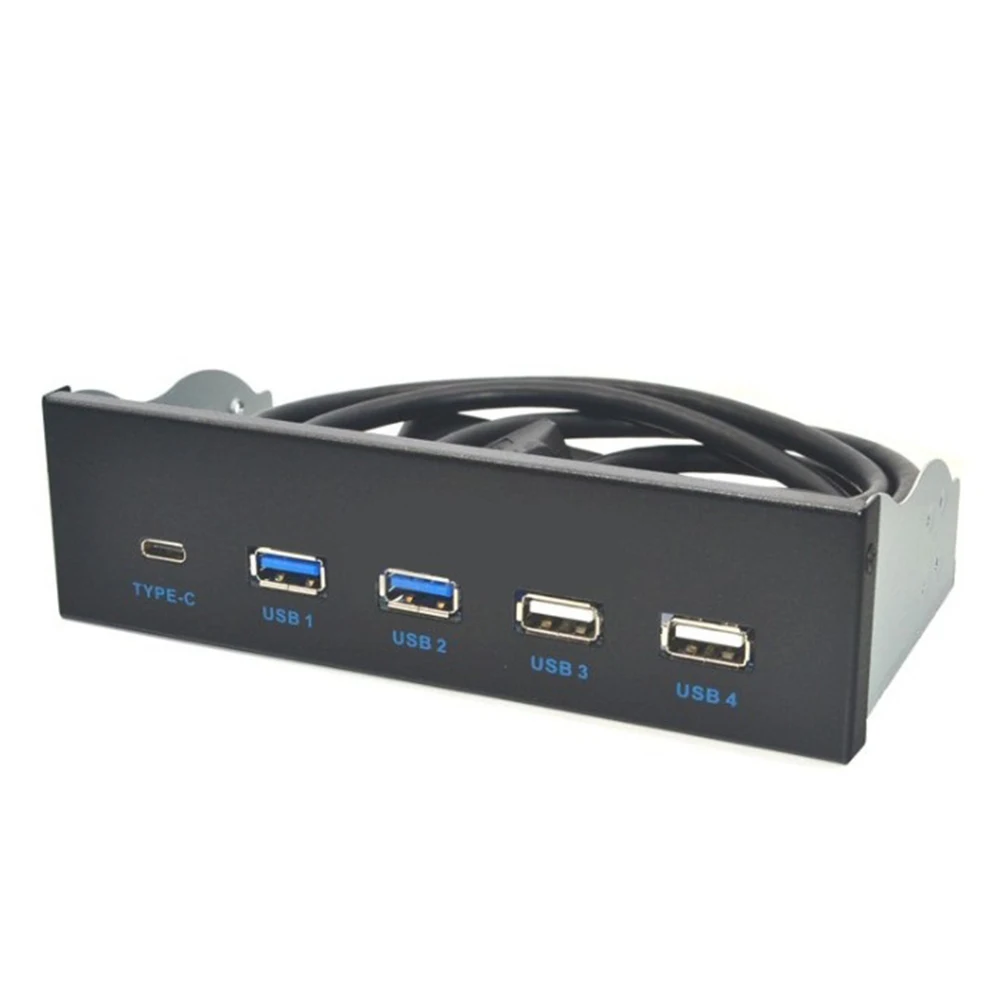 Panneau frontal USB 3.1 Gen2, 5.25 pouces, hub USB 3.0 + 2 ports USB 2.0 + 1 port de type C avec connecteur type-e