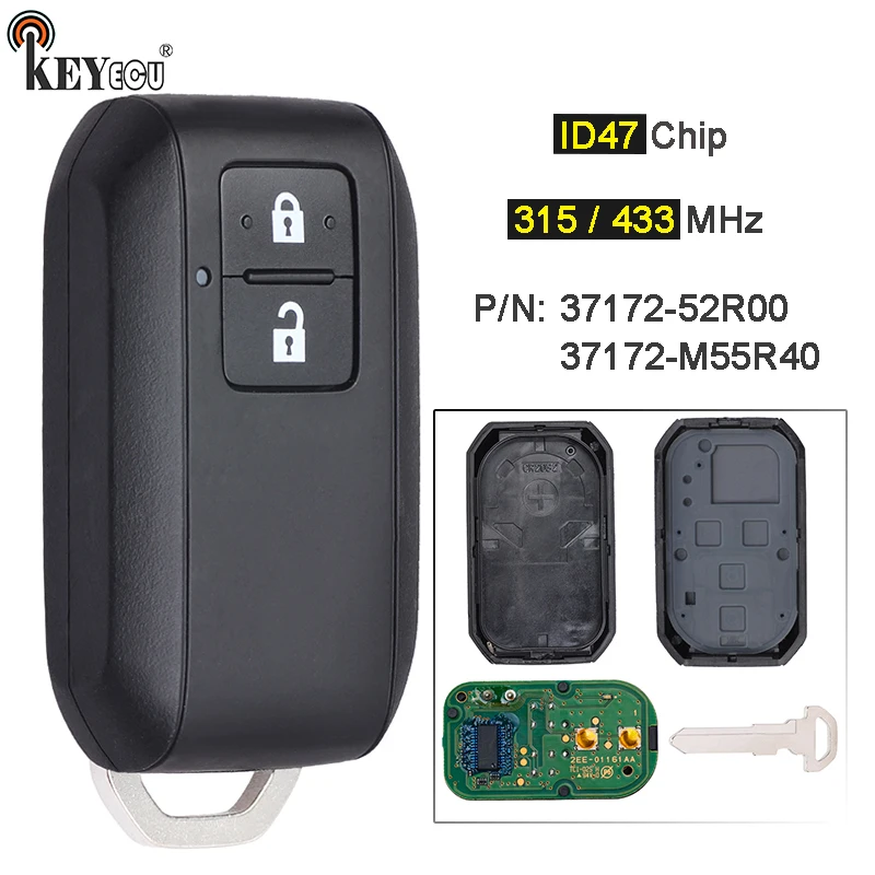 KEYECU-chaveiro remoto para Suzuki Ertida Vitara Wagon R Swift 2017-2020, chip ID47, P/N: 37172-52R00/37172-M55R40, 315MHz / 433MHz