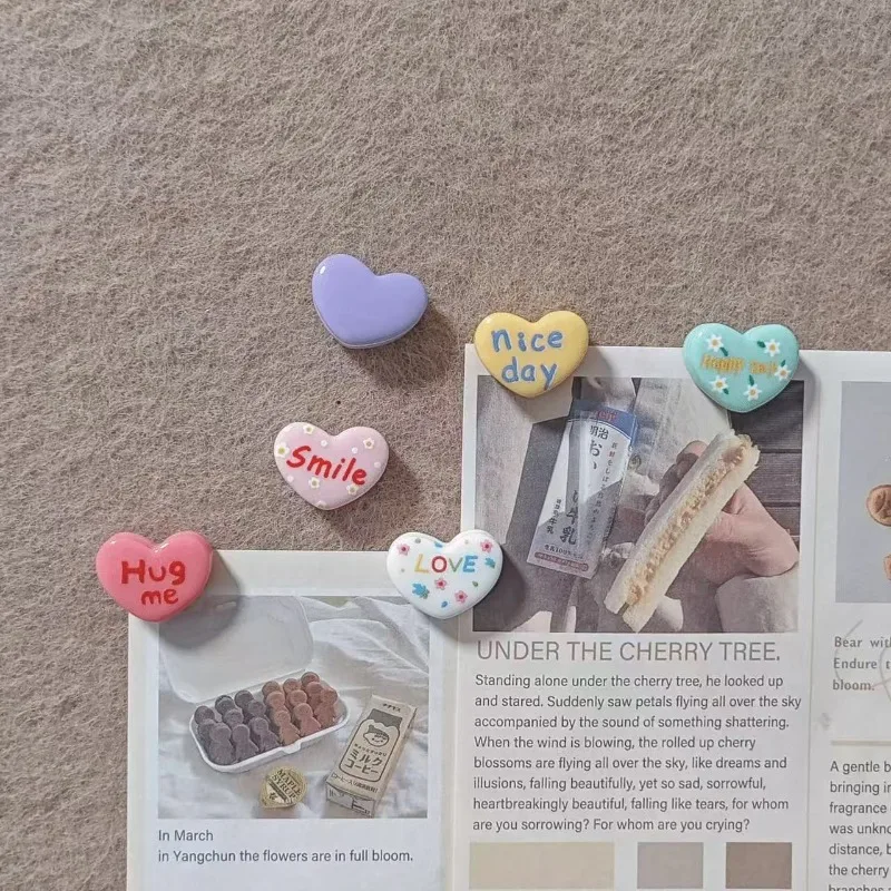 10pcs/set Macaron Heart Push Pins Cute DIY Felt Photo Wall Decorative Thumb Tacks Rounded Safety Tips Bulletin Board Pins
