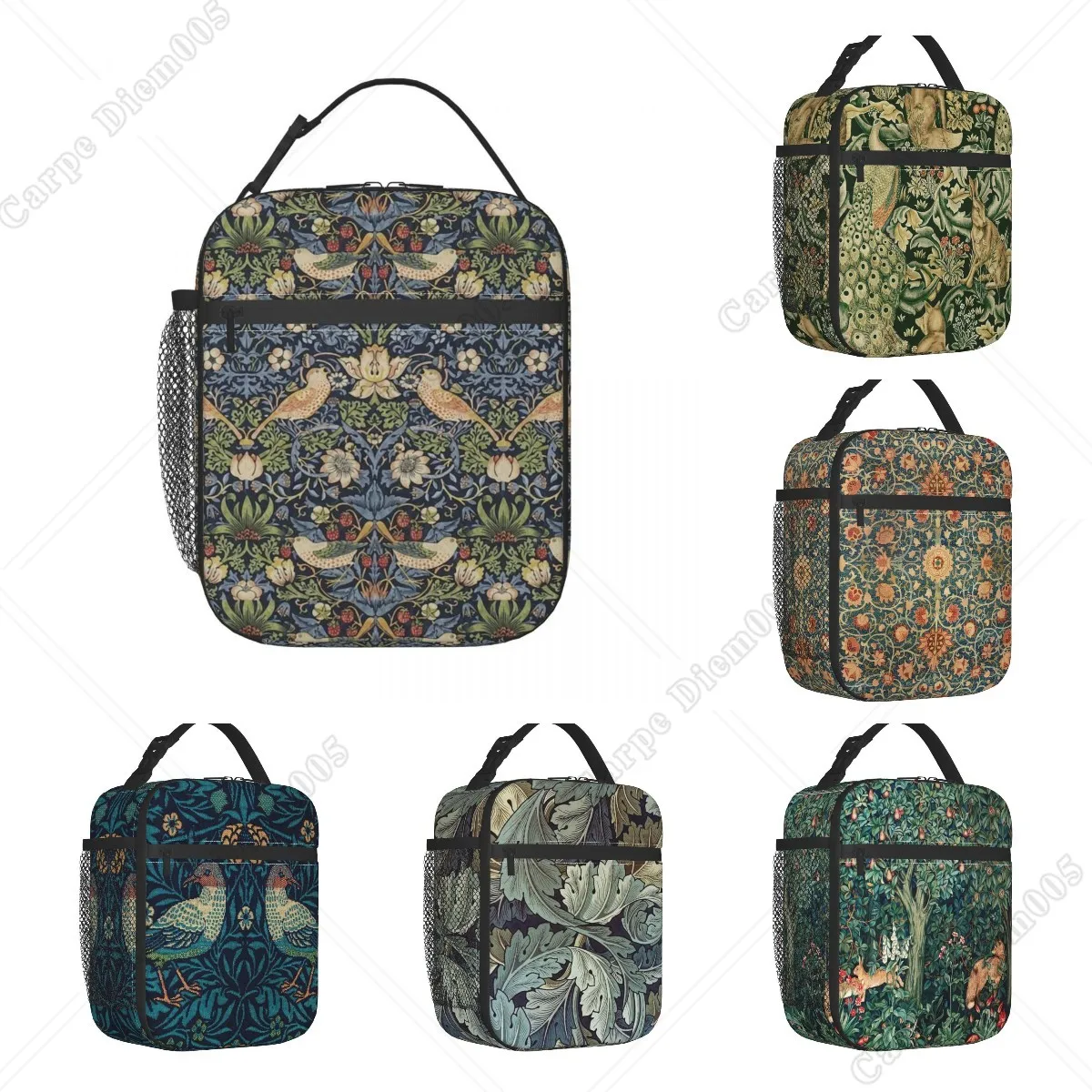 

Custom William Morris Strawberry Thief Pattern Lunch Bag Men Women Thermal Cooler Insulated Lunch Box for Adult Office