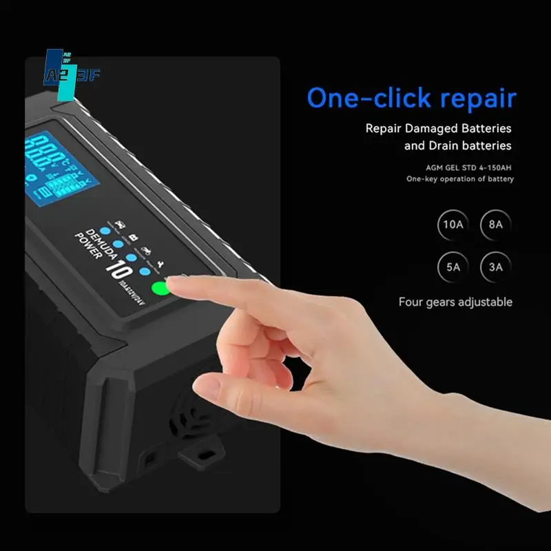 

A23F-12V 10A Automotive Battery Charger 24V 5A Car Battery Charger Fast Charging For AGM GEL WET Lead Acid LCD