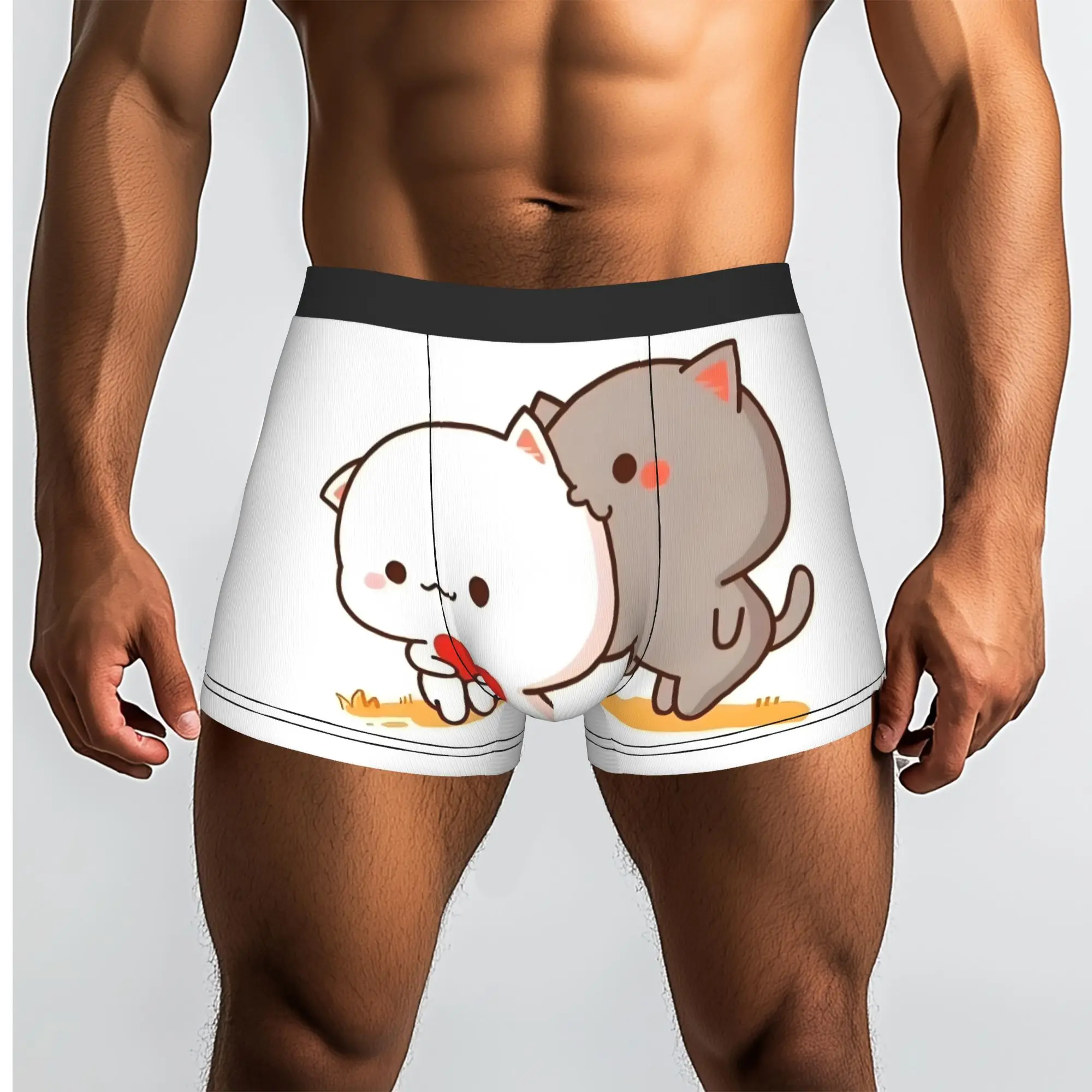 Custom Peach And Goma Mochi Cat Boxers Shorts Men  Briefs Underwear Fashion Underpants