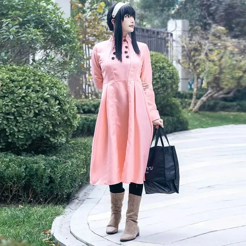 Yor Forger Cosplay Disfraz para niñas y mujeres adultas Anime Spy Vestido rosa Diadema Peluca Pendientes Traje Traje Uniformx;2'a,6.h;8'v,