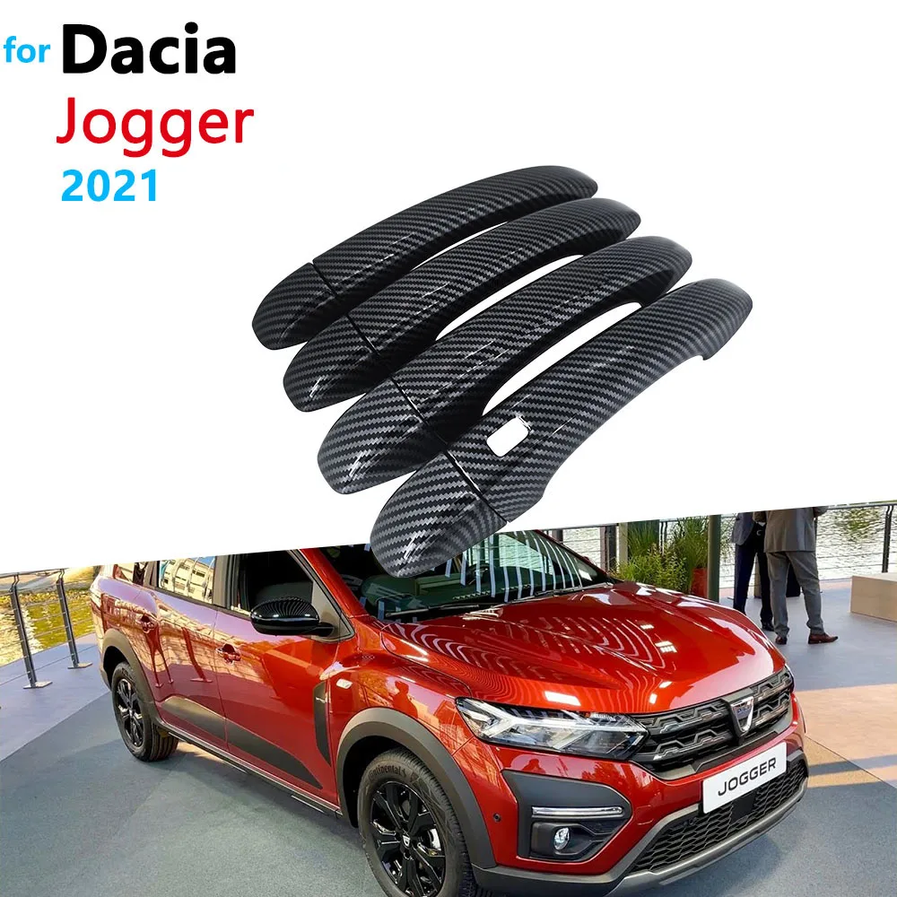 Anti-Scratch Black Carbon Fiber Sturdy Door Handle Cover for Dacia Jogger 2021 Car Exterior Decorate Styling Auto Accessories