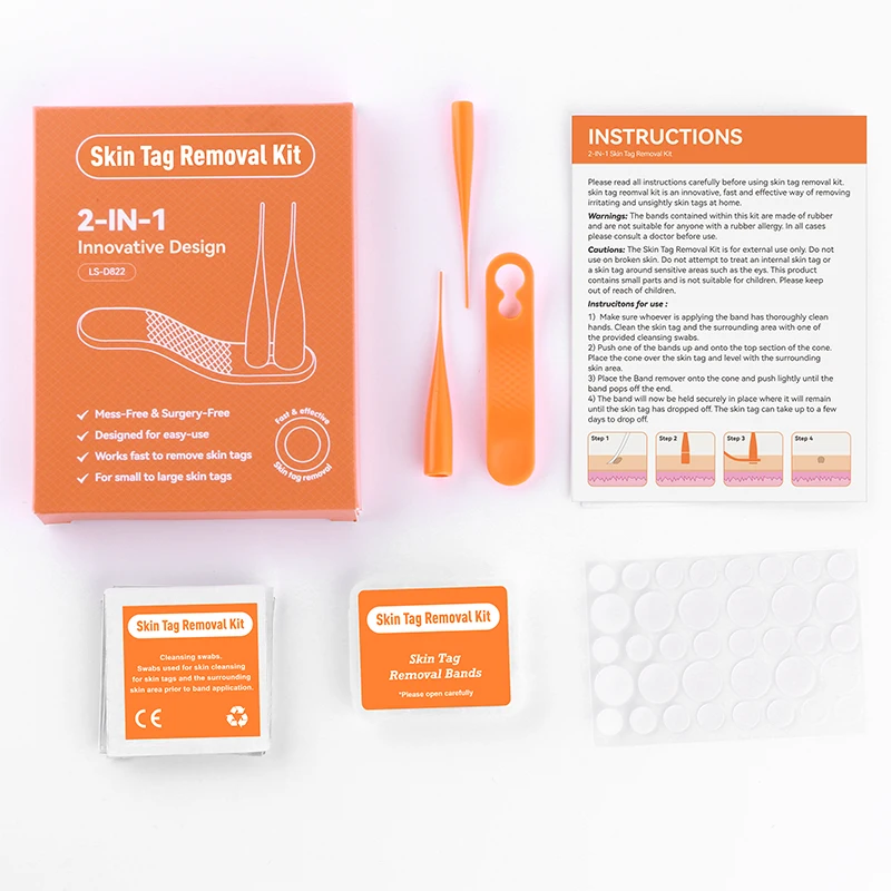 LESCOLTON مجموعة إزالة علامات الجلد 2 في 1 علامة الجلد قتل الجلد الخلد ثؤلول مزيل علامات الجلد 40 قطعة الأربطة المطاطية رأس مزدوج 2-4 مللي متر/4-7 مللي متر