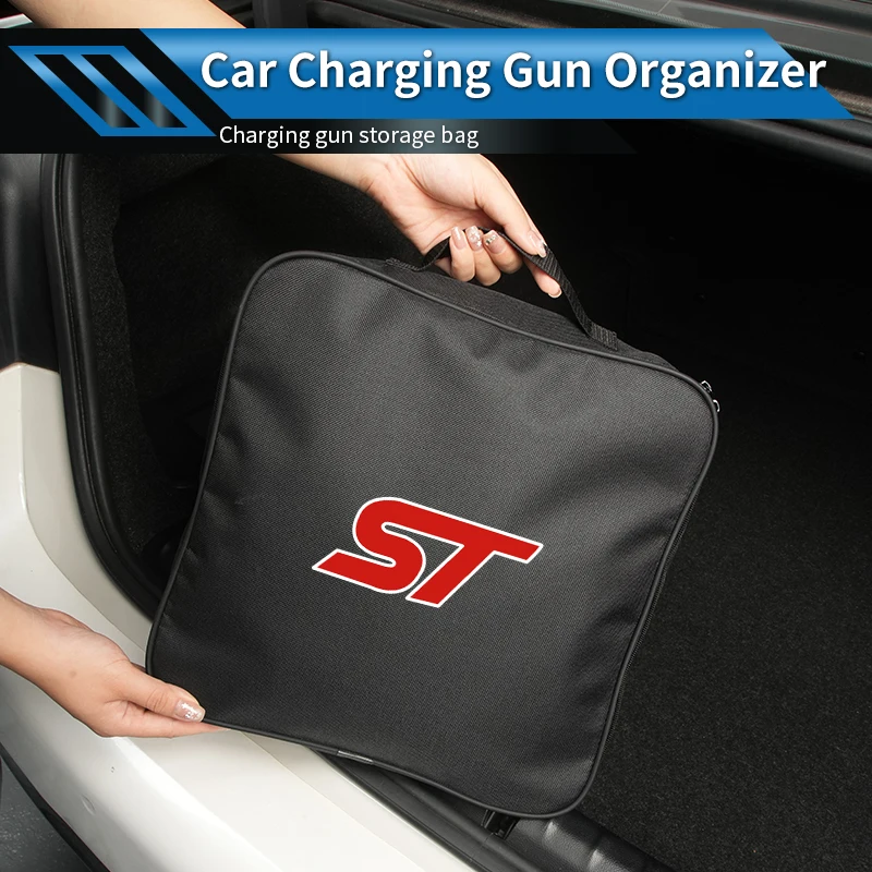 Oxford Cloth Car Charging Gun Storage Bag Trunk Small Storage Bag For Ford ST Line Racing RS S Kuga Fiesta Fusion Mondeo Edge