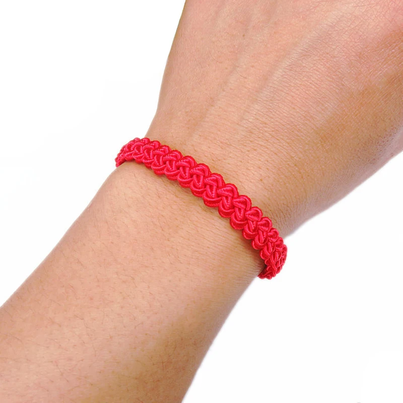 2Pcs Handmade Red Bracelets Women Men Protection Lucky Rope Bangles 7 Knots Adjustable Red Strings Couple's Friendship Jewelry