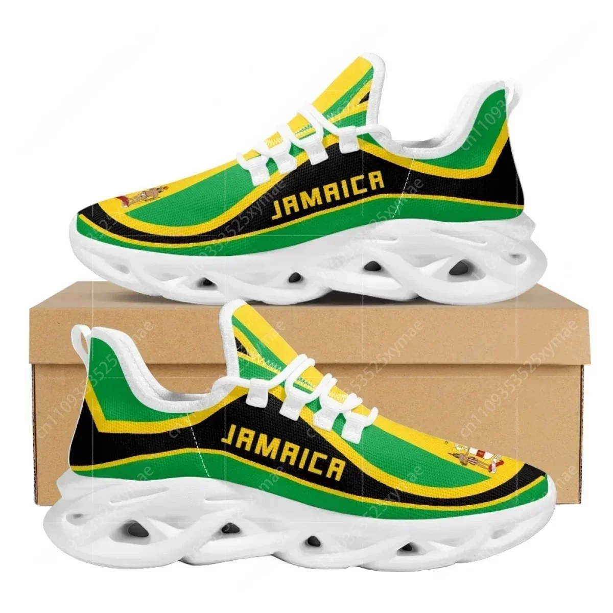 Jamaica Flag Pattern Lightweight Lace Up Mesh Shoes for Women Men Patriotic Pride Shoes Platform Sneakers Custom Name Zapatos
