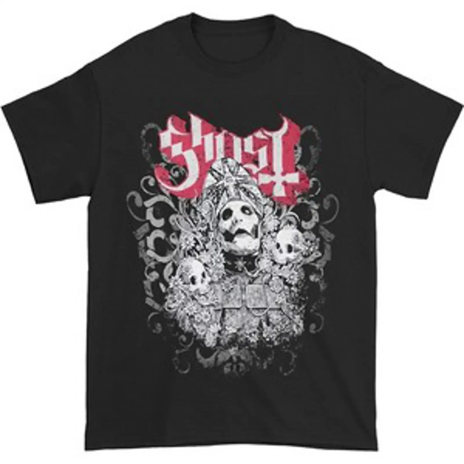 T-shirt noir délavé vintage Ghost Bliss pour homme, coupe décontractée extensible, idéal pour le quotidien, motif graphique respirant
