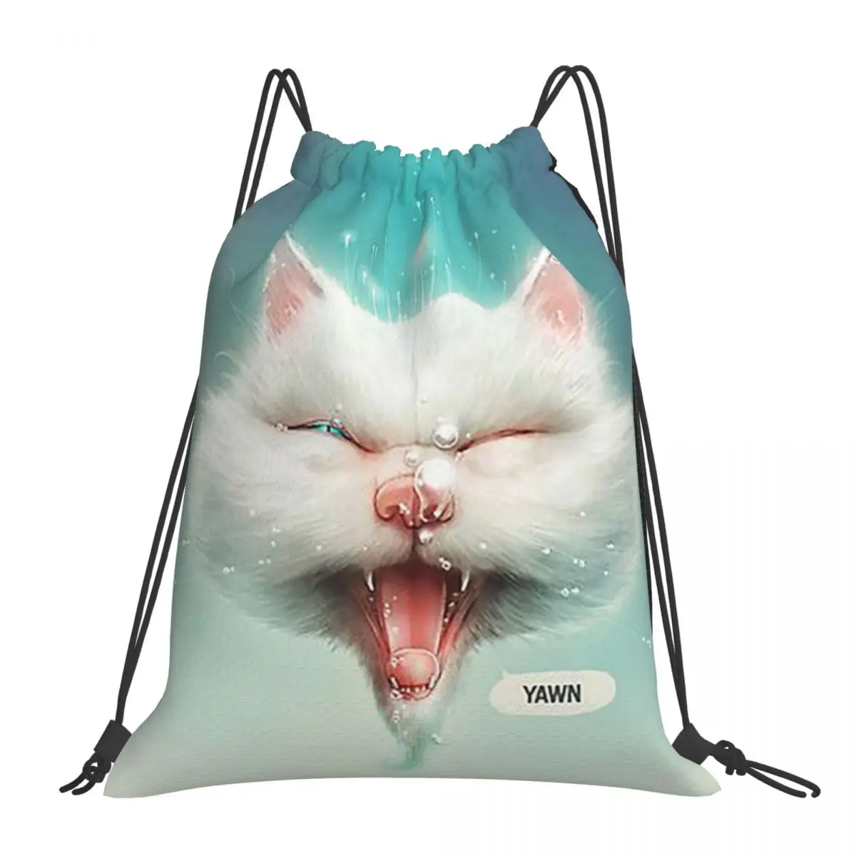 

The Water Kitty Backpacks Fashion Portable Drawstring Bags Sports Bag Book Bags For Travel Students