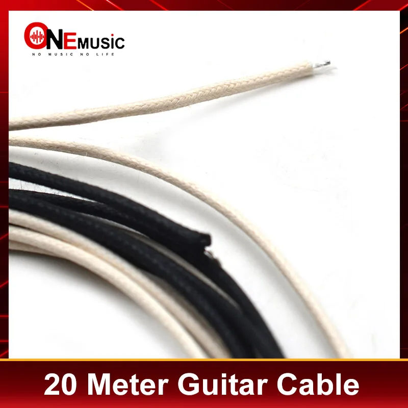 20 Meter Vintage-style Guitar Wire Waxed Covered Pre-tinned 7-strand Pushback Guitar Parts Instrument Cable (10-White/10-Black)