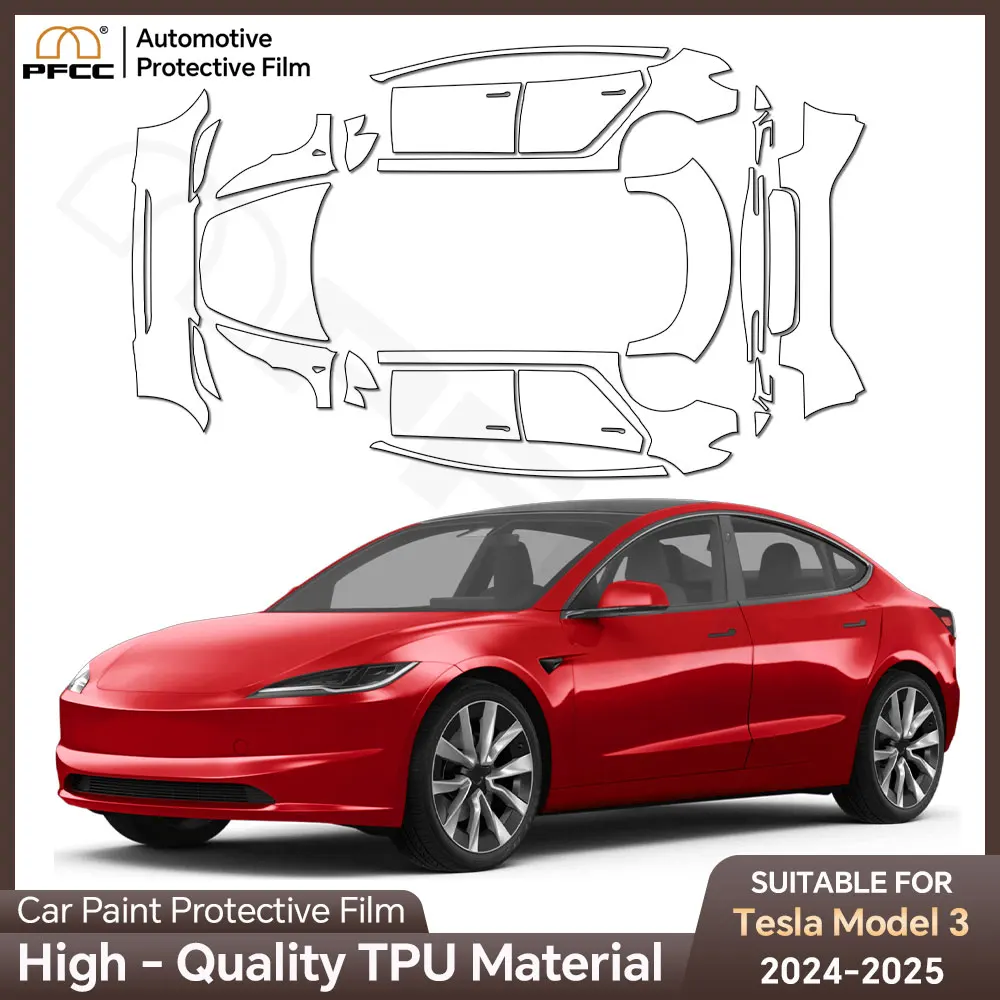 Paint Protection Film for Tesla Model 3 Highland 2024 8.5thick Pre-Cut Car Clear TPU PPF Kit Transparent Sticker Auto Decal