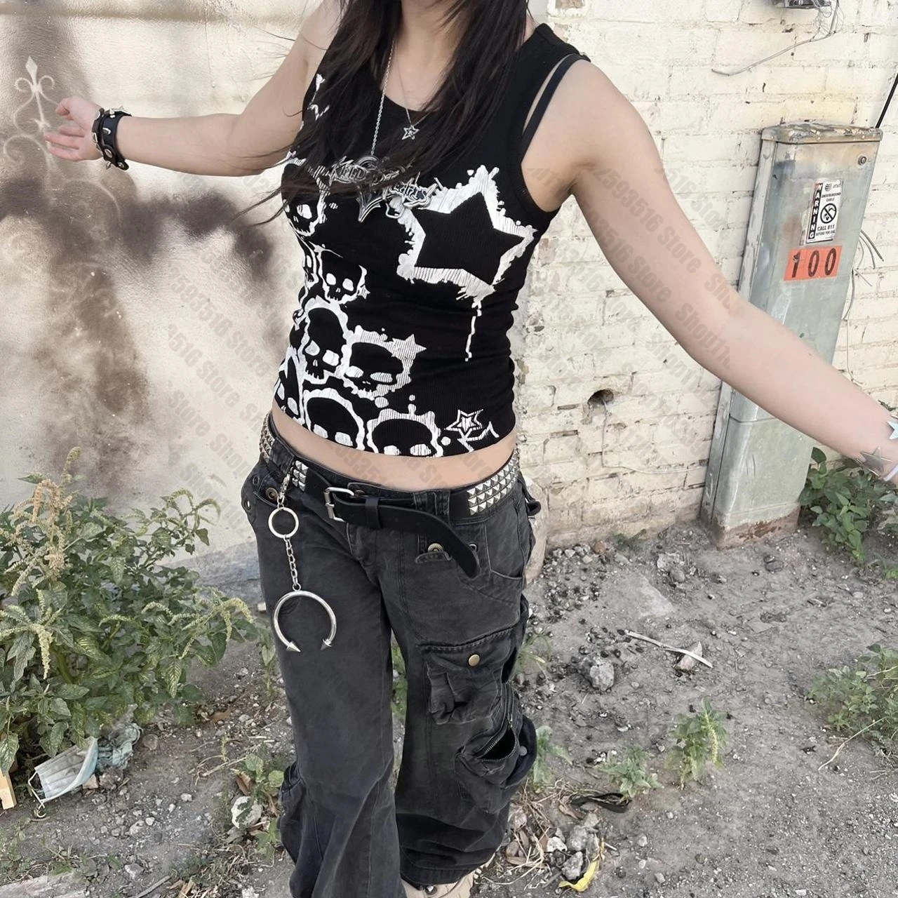 Top Y2k Tops With Suspenders Women's Corset Gothic Clothes Women Emo Woman Clothing Trashy Y2k 2000s 90s Vintage Clothes Summer