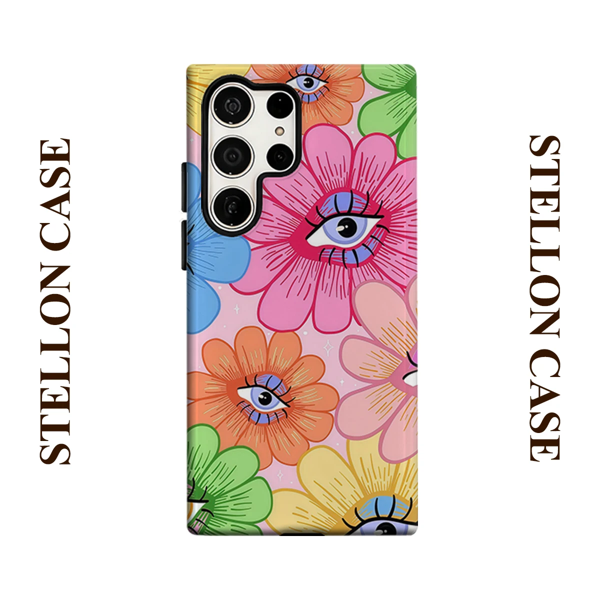 Eye Flower Art Phone Case for Samsung Galaxy S25 Ultra S24 S23 Ultra Plus Glossy Double-layer Back Cover