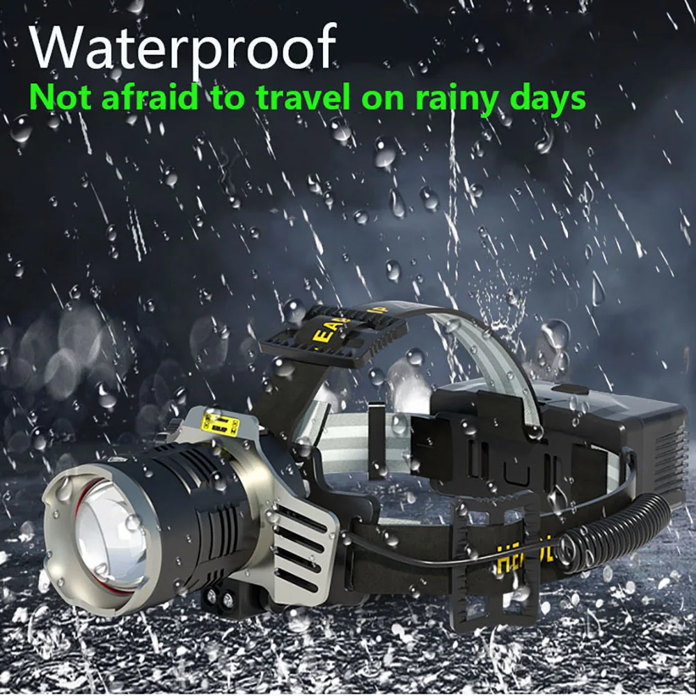 XHP360 عالية الطاقة LED كشافات السوبر مشرق زوومابلي المصباح USB قابلة للشحن ضوء قوي رئيس مصباح للتخييم الصيد #6