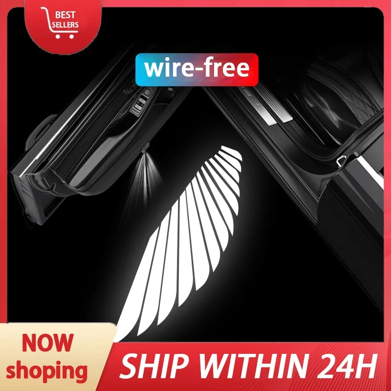 Angel Wings Welcome Light Wings Car Interior Atmosphere Light Door Light Wireless Induction Lighting Ground Light Modification