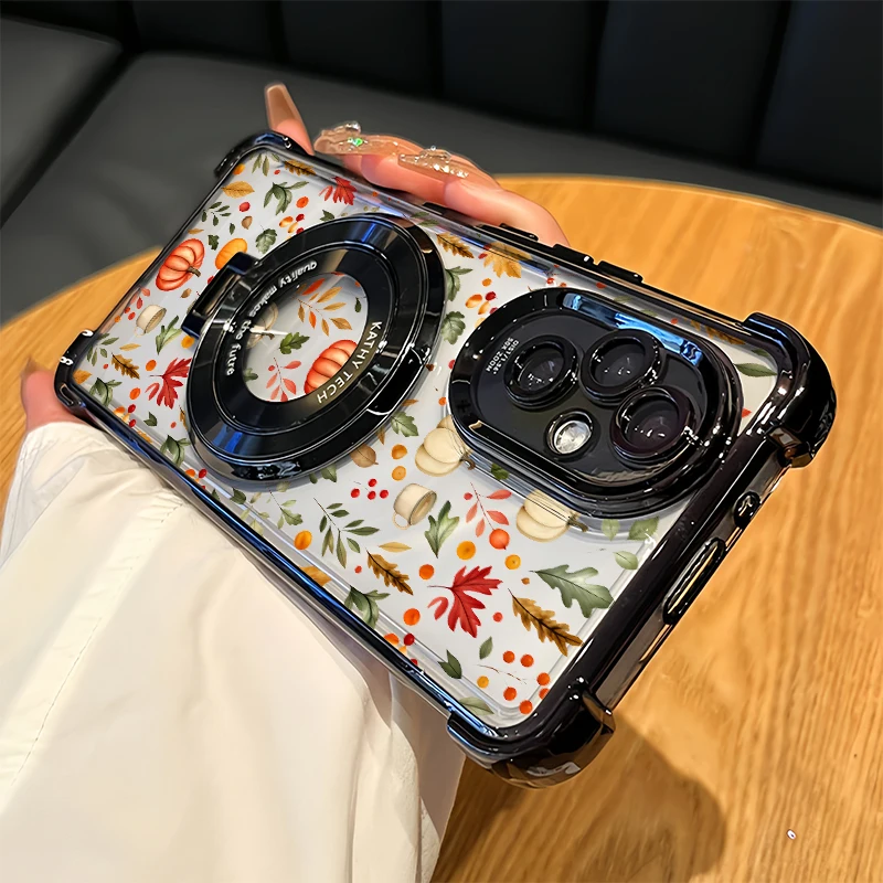 Fall Maple Leaves Pattern Phone Case For Motorola Edge 70 Pro 60 50 Fusion 40 60s 2026 Plating Four Corners Anti Drop Cover Capa