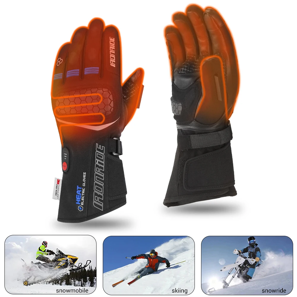 

Waterproof Heated Gloves Winter Men Women Skiing Warm Hand Heating Protective Glove Motorcycle outdoors Sports