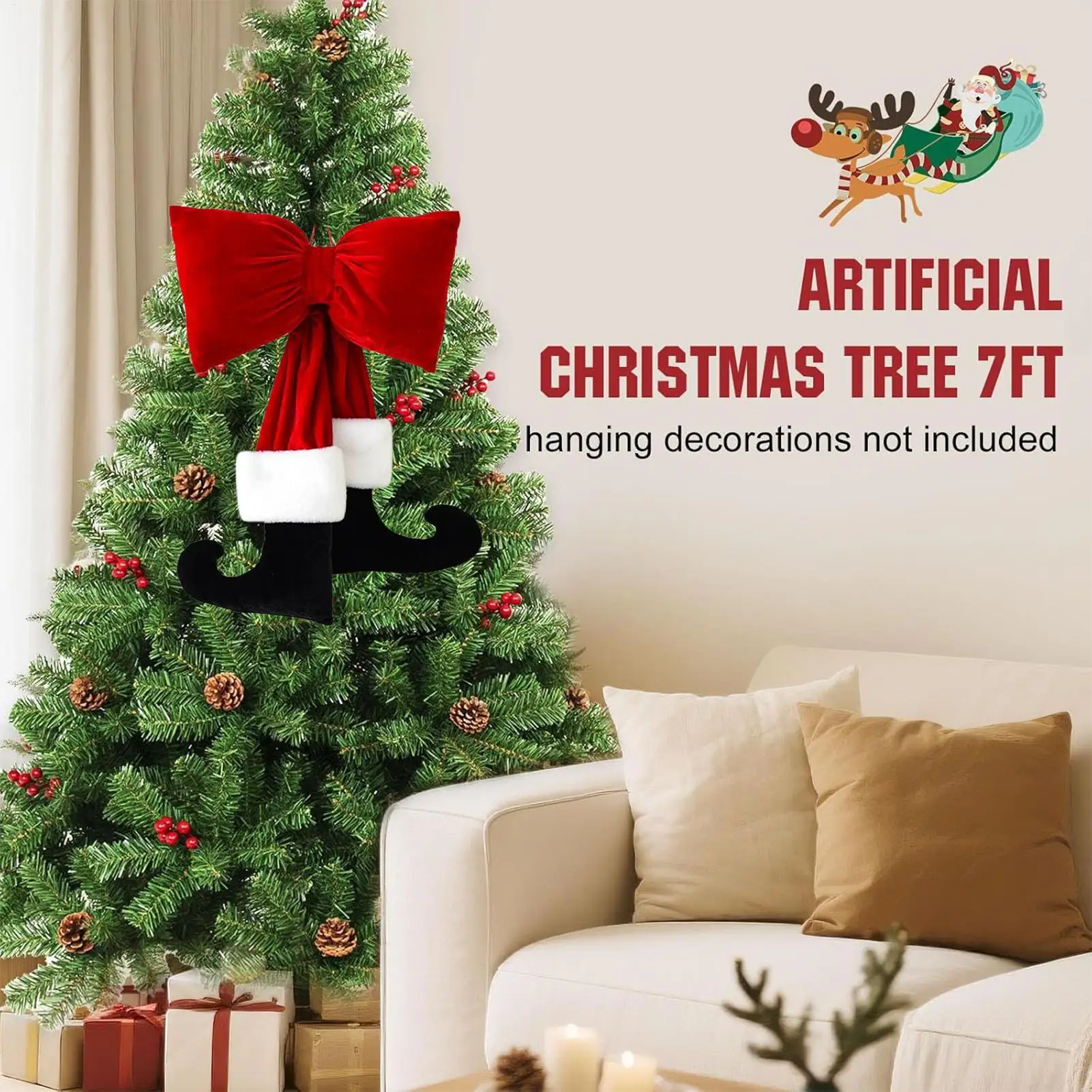 

Рождественские украшения, украшения в форме лука с ножками, очень большой бант для использования в помещении и на открытом воздухе, дома, гостиной, кухни, ванной комнаты