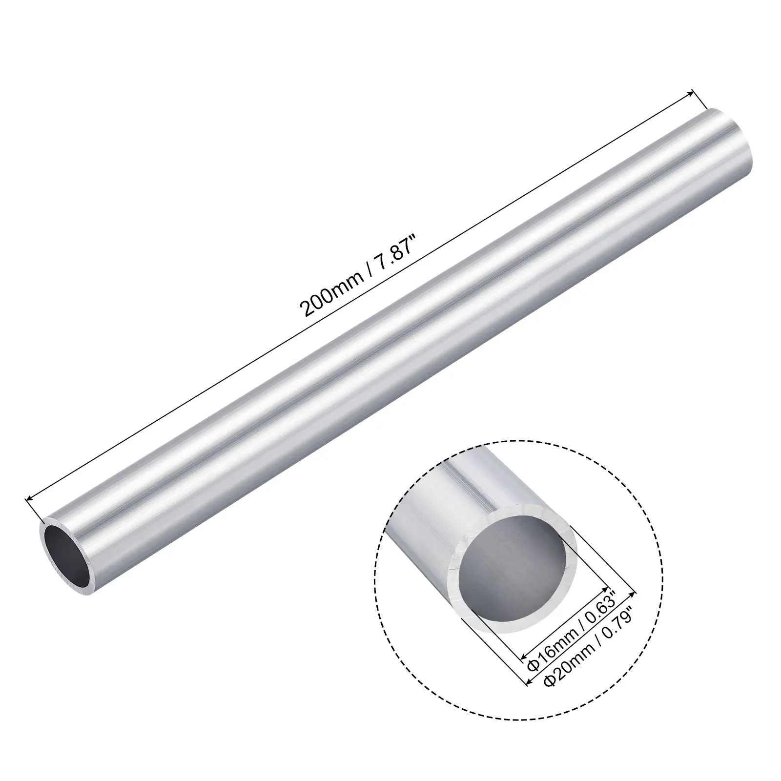 1/2/3/4Pcs 6063 Aluminum Round Tube 10mm-26mm Inner Dia 100mm/200mm Length Aluminum Pipe Tubing for DIY Handmade Projects Frames