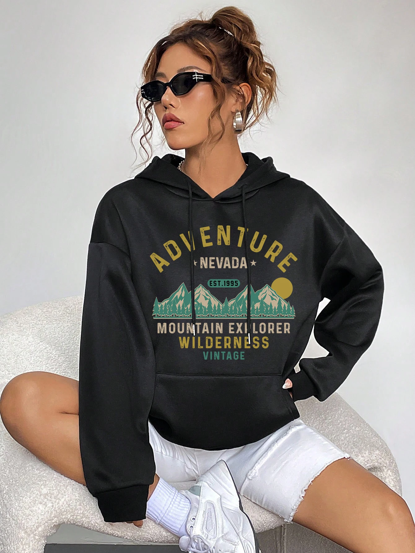 

Женские толстовки с принтом Adventure Mountain Explorer Wilderness Y2K, свободная толстовка, осенняя флисовая уличная одежда, универсальная одежда с карманами