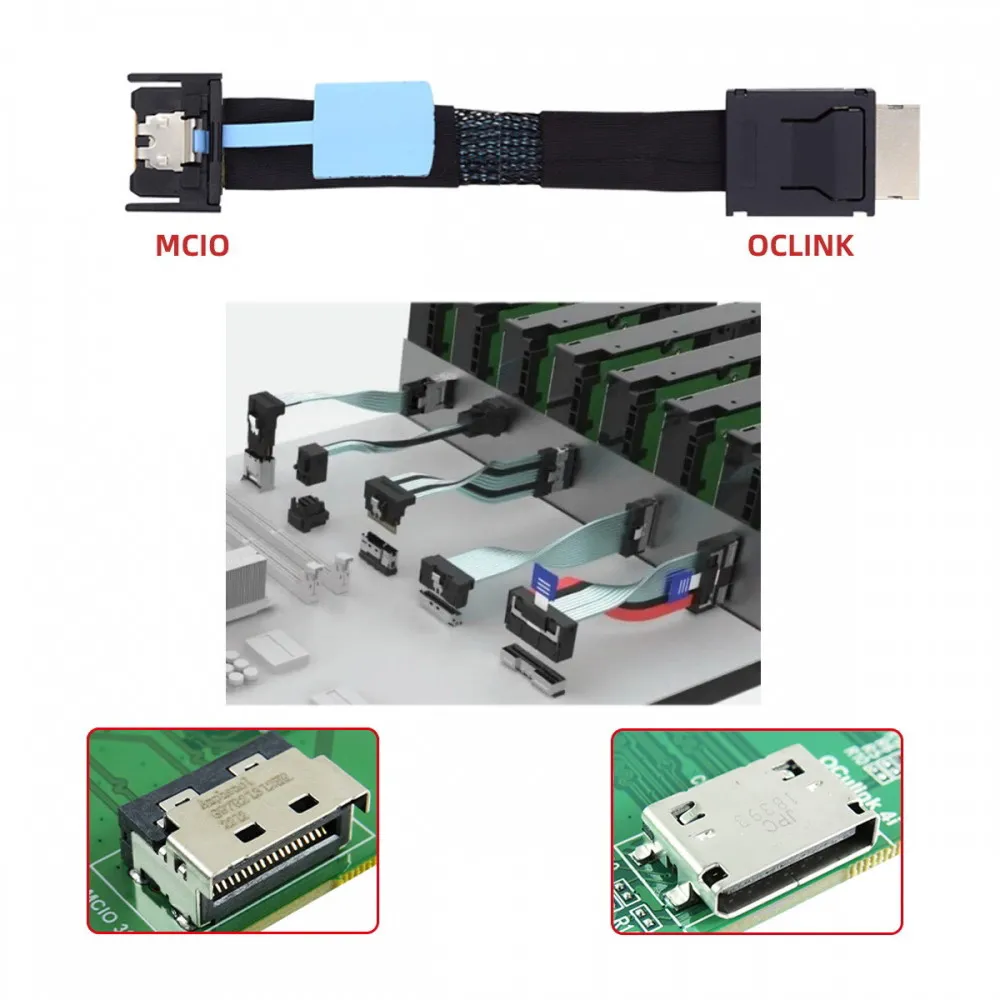 PCI-E 5.0 Mini Cool Edge IO MCIO PCI-E 4i 38Pin Male to SFF-8611 Oculink 4X Extender Cable 50cm