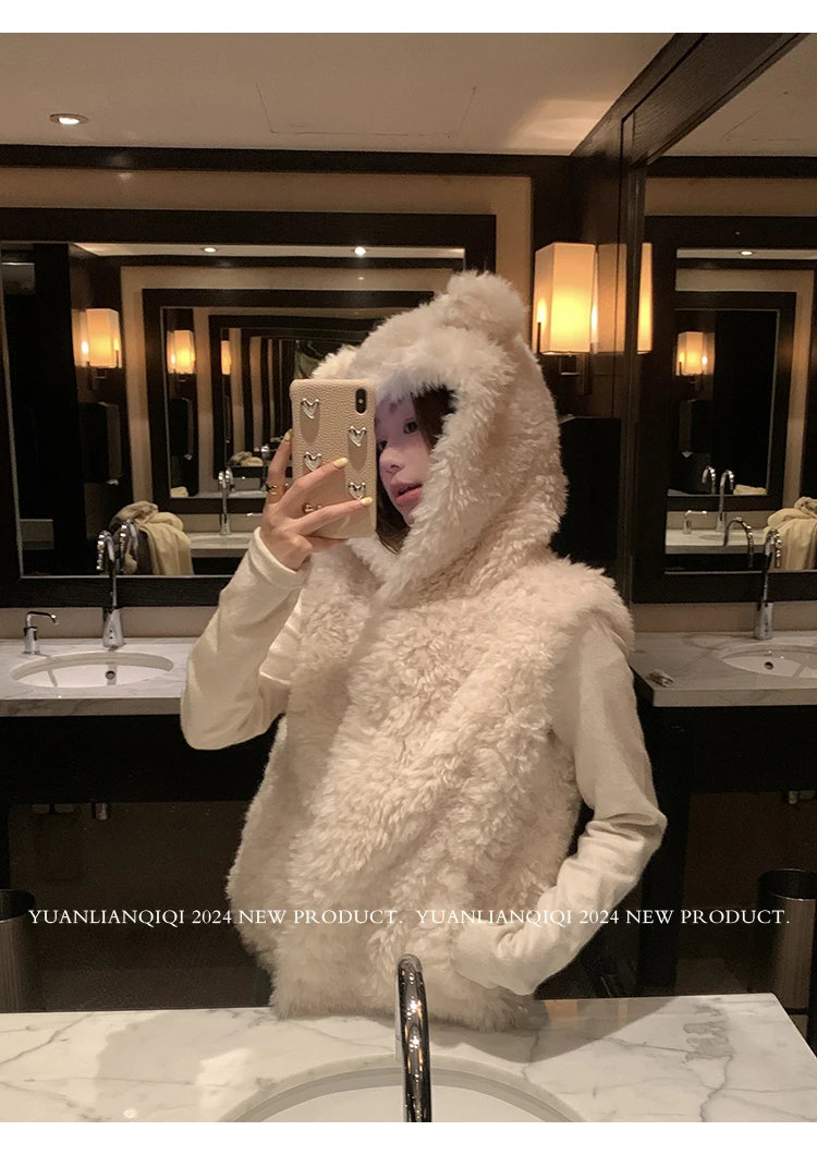 النساء فو الفراء معاطف قصيرة سترات جاكيتات معطف مقنع أكمام سميكة الدافئة Y2k الشارع الشهير سترة أنيقة العمل سترة الخريف الشتاء
