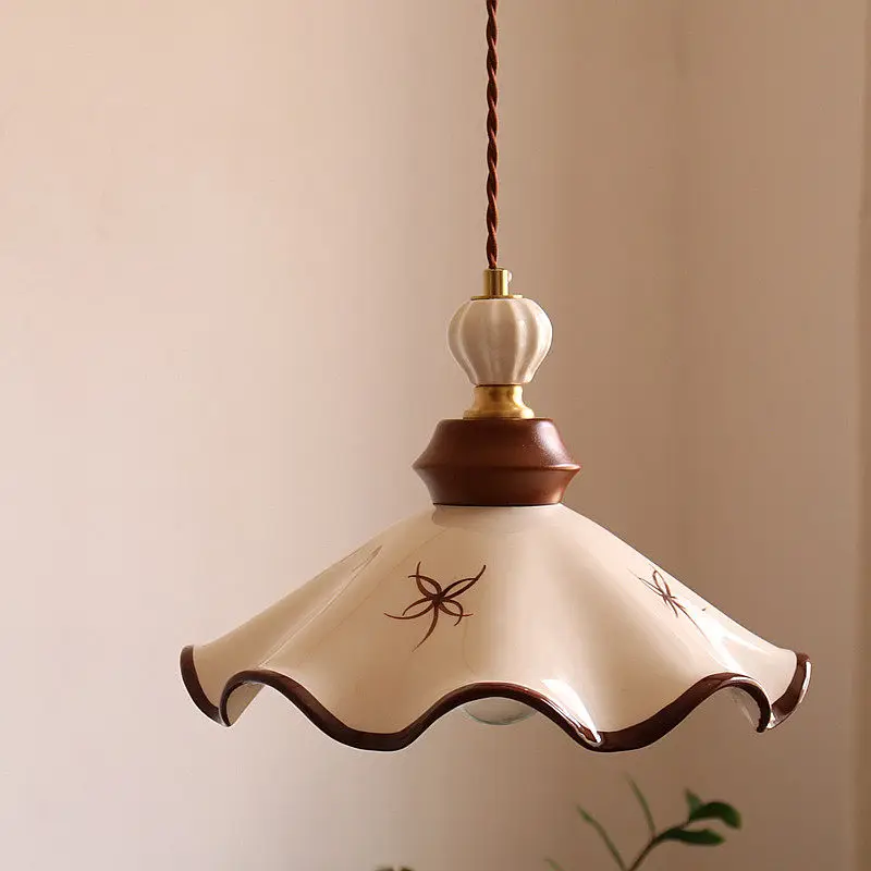 

Mid Century Modern LED Pendant Lights Kitchen Island Bar Living Room Interior Chandeliers Hand-drawn White Ceramic Hanging Lamp
