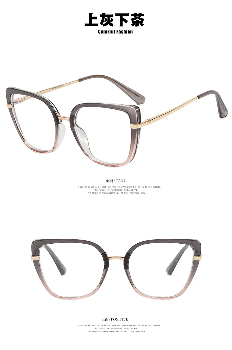 Cat Eye Anti Blue Light Myopia Glasses Classical Optical Glasses Women Metal Temple Customized Brand Design Prescription Glasses