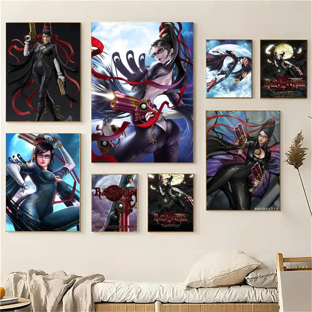 Game bayonetta 3 Classic Poster Self-adhesive Living Room Bedroom Party Bar Decor Moisture-proof Fade-resistant HD