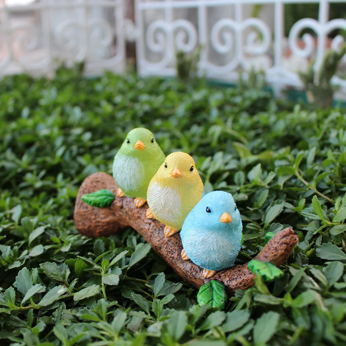 3pcs Miniature Bird Resin Statue Animal Figurine Fairy Garden Decoration Micro Landscape House Bonsai Tree Wall Pet Model Birds