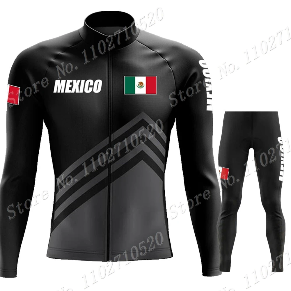 2023 Mexico Team Cycling Jersey Set Summer National Mens Long Sleeve Black Clothing Suit MTB Bike Road Pants Bib Maillot - view 4