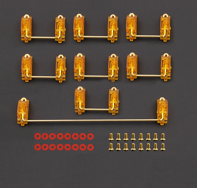 기계식 키보드 금도금 나사 안정기, PCB 장착용, 체리 MX 스위치, 2u, 6u, 6.25u, 7u