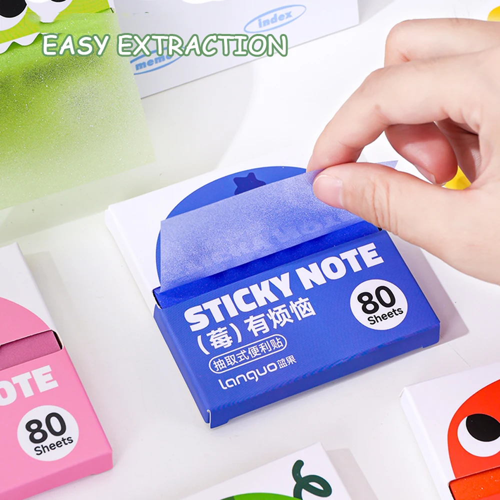  80 ورقة/صندوق سحب من نوع لزجة ملاحظة بيرليسسينت ورقة شفافة ذاتية اللصق لوحات مذكرة لمستلزمات القرطاسية المكتبية والمدرسية #4