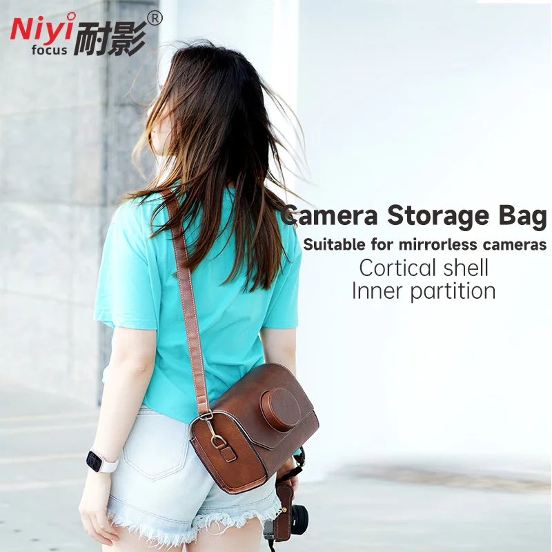 Camera Bag Retro Leather Buffalo Patterned with camera strap Storage bag Outdoor portable for fujifilm xm5 sony zve10 canon r50