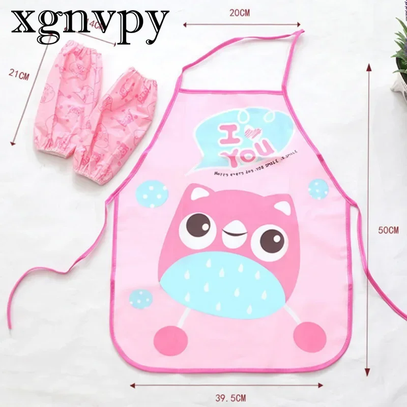 xgnvpy Korean cartoon cute children apron children housework bib baby drawing bib play waterproof antifouling and oilproof