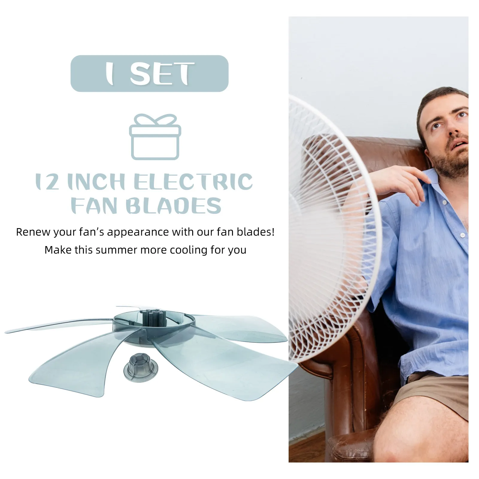1Set Premium Plastic Fan Blades Replacement 5-Blades Silent Operation for 11Inch Universal Standing Pedestal Fan