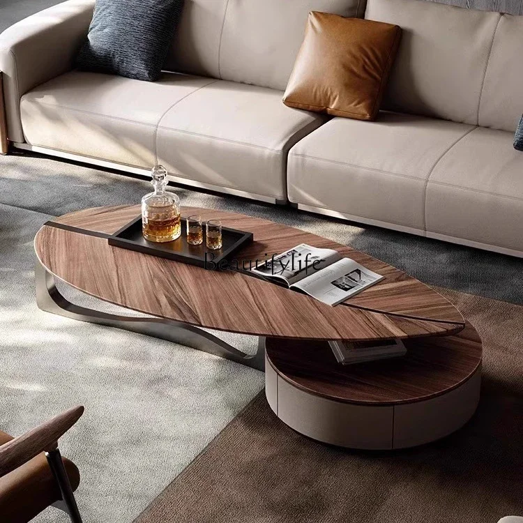 

LXLight luxury coffee table designer high-end living room North American walnut leaf-shaped special-shaped coffee tableSSS