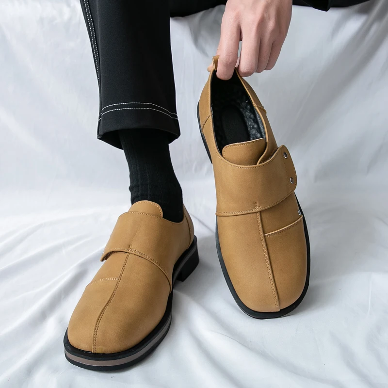 

Men Casual Simple Derby Shoes Retro High-end Youthful Personality Height Increasing Business Fashion Formal Shoes