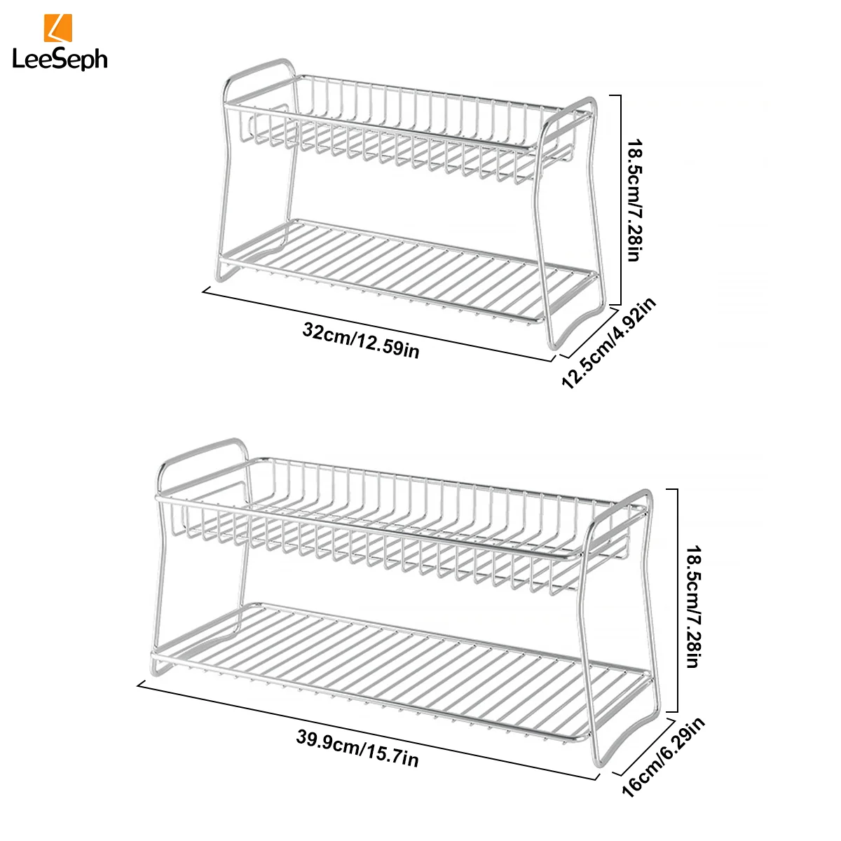 Leeseph Countertop Spice Rack Organizer, 2 Tier Storage Shelf Sauce Rack, Countertop Organizer for Kitchen, Bathroom, Office