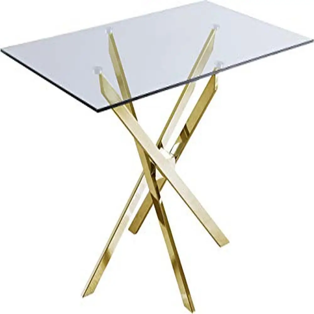 Contemporary Tempered Glass Dining Table Metal Base 60