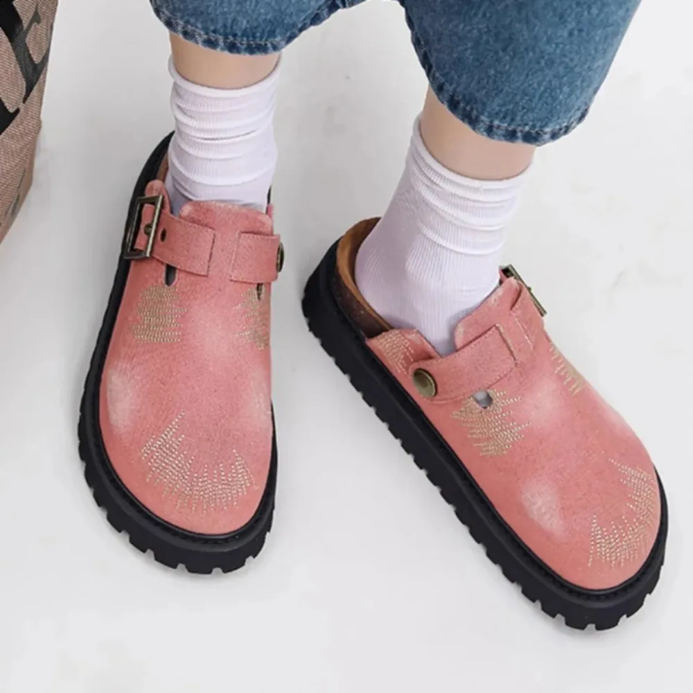 

Autumn Women's Mules Slippers Platform Flats Boston Clogs Sandals Fashion Outdoor Slip On Beach Sandalias