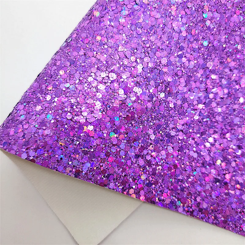 Iridescent purple Chunky Glitter Leather Sheets Felt Backing Glitter Leather Transparent JELLY Leather Halloween Rolls Q1842