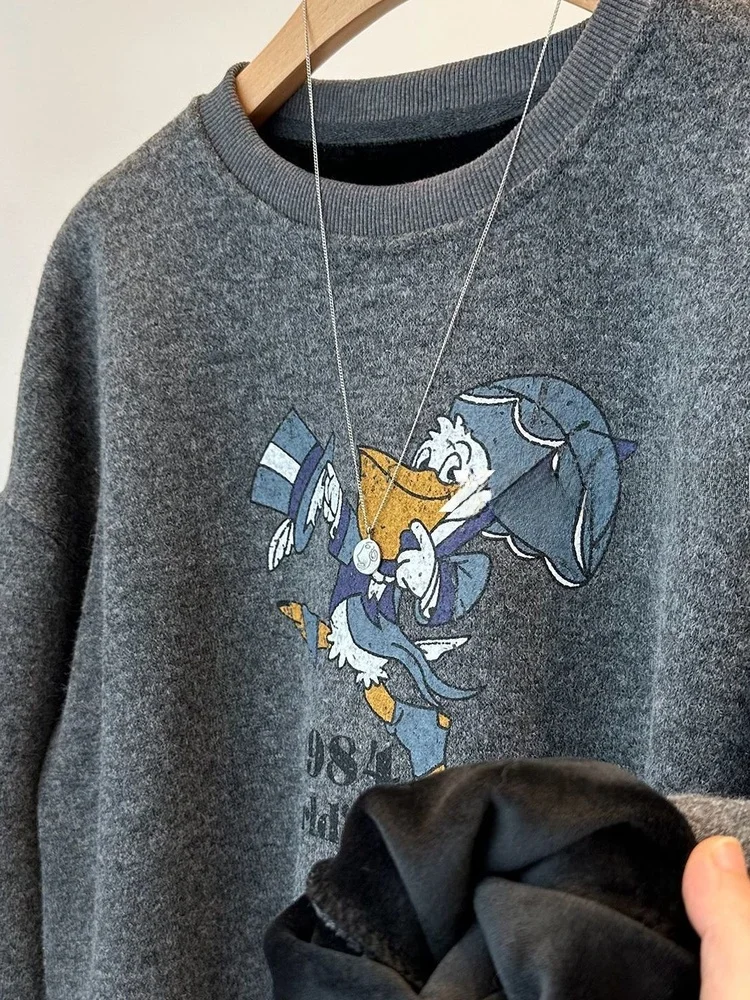 Extra Large 300 Pou Umbrella Print Fce Lined Sweatirt Women's Autumn Winter Ultra Soft Warm Velvet Top Korean Sle