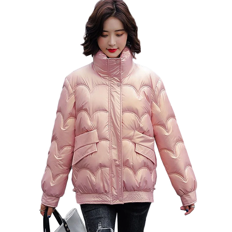 Winter Jacket Women 2023 New Glossy Down Cotton Coat Winter Warm Down Jacket Parkas Thick Warm Cotton-Padded Coat Outwear Female